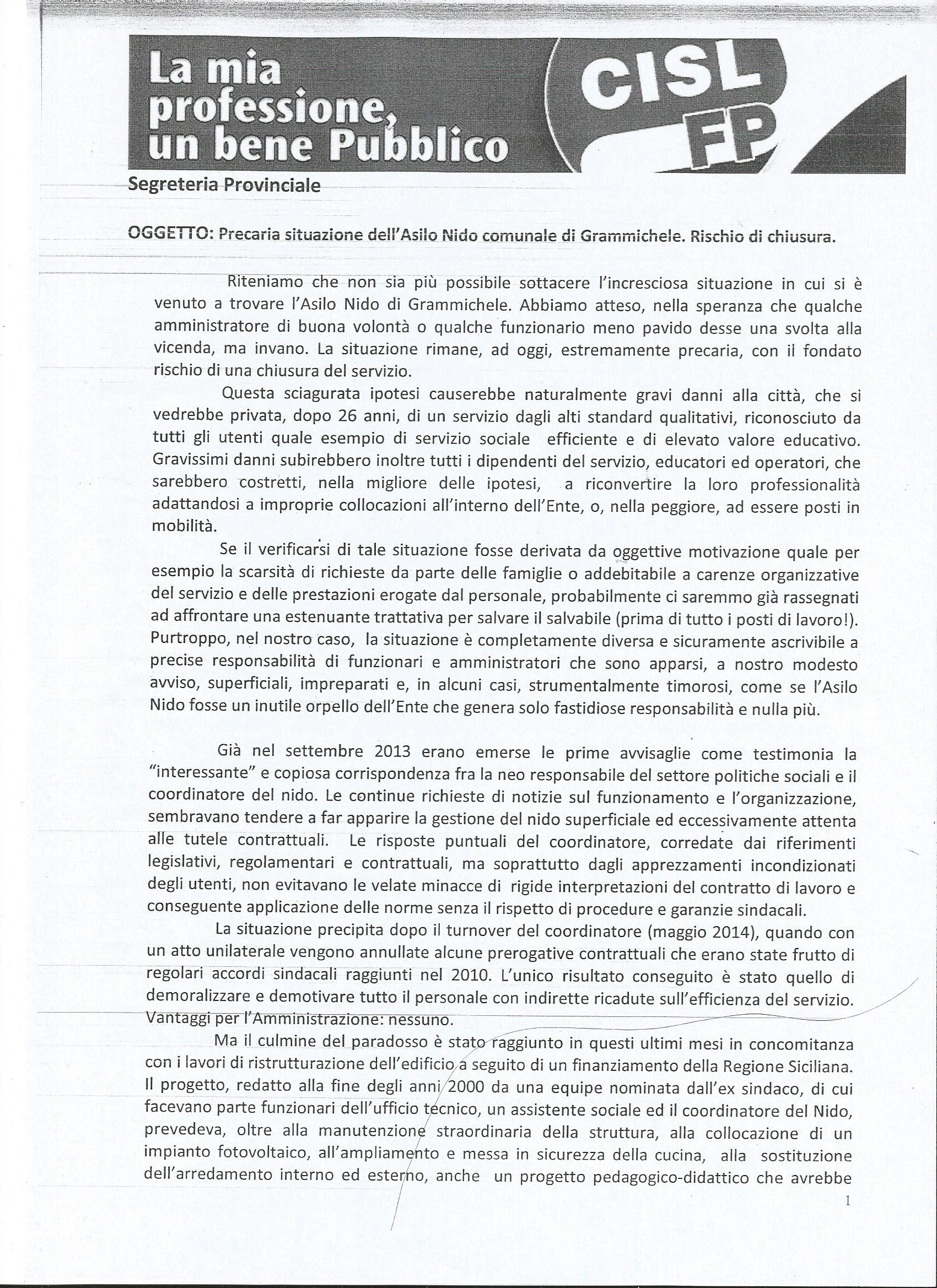 Comunicato CISL sull'Asilo Nido 18-12 (1)