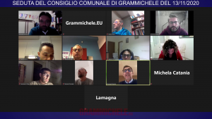 Schermata del consiglio comunale di Grammichele del 13 novembre 2020, dove il Sindaco Purpora ha risposto alle interrogazioni a tema Covid-19