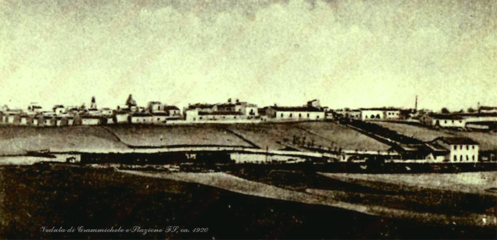 Veduta di Grammichele e della stazione, anno circa 1920